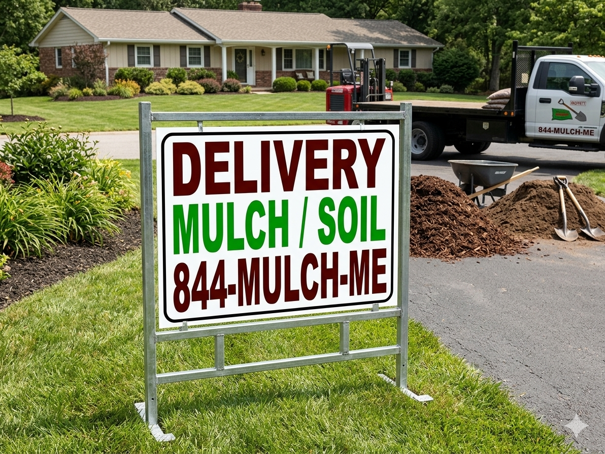 Mulch contractor with branded number