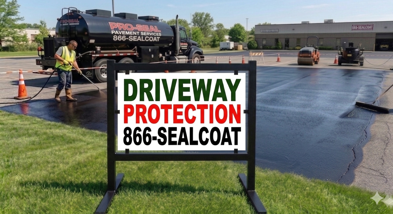 Sealcoat contractor with branded number